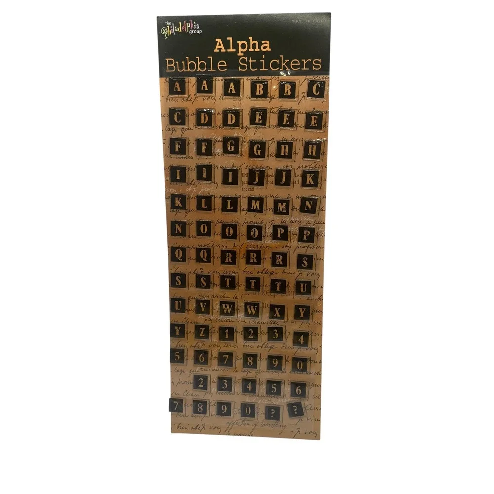 The Philadelphia Group Alpha Bubble Stickers 8 Sheets Multi Color Vintage Script